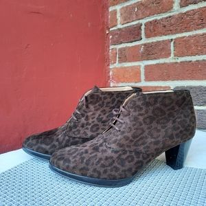Ara Luftpolster Leopard Print Ankle Boots Lace Up Granny Booties 6.5